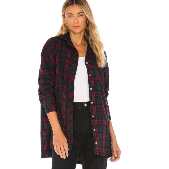 Lovers and Friends Gela Oversized Top in Dark Plaid NWT Size Small - Picture 1 of 4